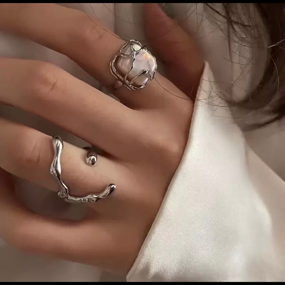*NEW Set of Rings Silver Pearl - Picture 1 of 1